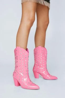 Gem Encrusted Patent Western Boots