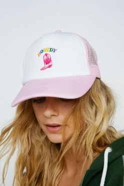 Howdy Western Boots Embroidery Trucker Hat -Nasty Gal Sales Store Sales womens pink howdy western boots embroidery trucker hat 3