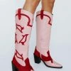Leather Color Block Western Boots