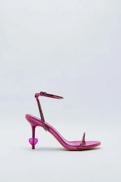 Alternative view of Metallic Diamante 2 Part Heart Heel