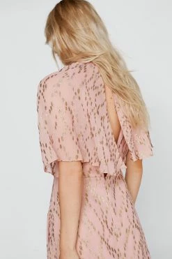 Metallic Spot Angel Sleeve Maxi Dress 9 Metallic Spot Angel Sleeve Maxi Dress -Nasty Gal Sales Store Sales womens pink metallic spot angel sleeve maxi dress 2