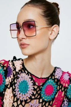 Ombre Colored Lense Oversized Sunglasses 7 Ombre Colored Lense Oversized Sunglasses -Nasty Gal Sales Store Sales womens pink ombre colored lense oversized sunglasses 3