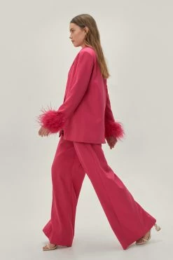 Pleated Wide Leg Belted Suit Pants 11 Pleated Wide Leg Belted Suit Pants -Nasty Gal Sales Store Sales womens pink pleated wide leg belted suit pants 1