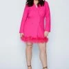 Plus Size Feather Hem Blazer Dress