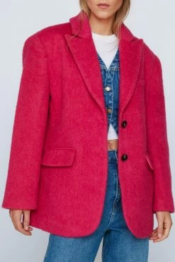 Premium Brushed Wool Oversized Blazer Coat