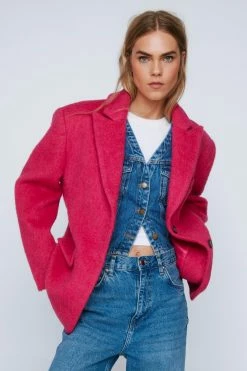 Premium Brushed Wool Oversized Blazer Coat -Nasty Gal Sales Store Sales womens pink premium brushed wool oversized blazer coat 3