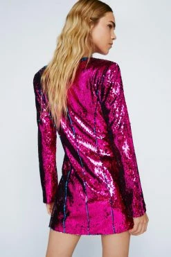 Premium Plunge Sequin Mini Dress 9 Premium Plunge Sequin Mini Dress -Nasty Gal Sales Store Sales womens pink premium plunge sequin mini dress 2