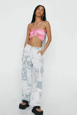 Swirl Print Sweetheart Neckline Bandeau