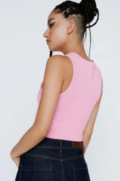 Textured Rib Racer Neck Tank Top 9 Textured Rib Racer Neck Tank Top -Nasty Gal Sales Store Sales womens pink textured rib racer neck tank top 5