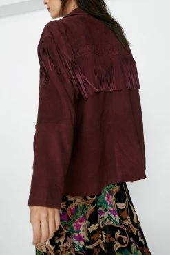 Real Suede Fringed Jacket -Nasty Gal Sales Store Sales womens plum real suede fringed jacket 2