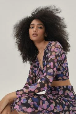 Abstract Spot Knot Front Mesh Top 7 Abstract Spot Knot Front Mesh Top -Nasty Gal Sales Store Sales womens purple abstract spot knot front mesh top 3