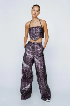 Faux Leather Snake Print Bandeau Top