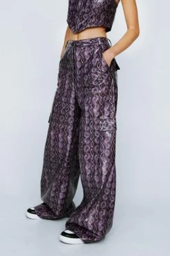 Faux Leather Snake Print Pants