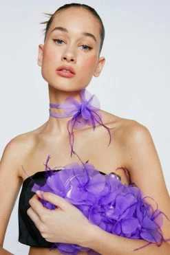 Flower & Feather Bag And Corsage 2 Piece Set