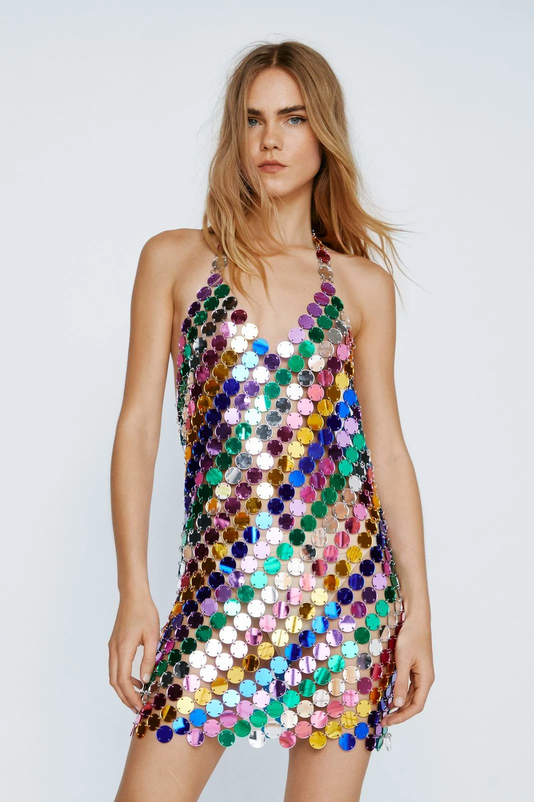 Multi Colored Disc Chainmail Mini Dress 4 Multi Colored Disc Chainmail Mini Dress - Image 4