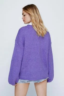 Oversized Crew Neck Sweater -Nasty Gal Sales Store Sales womens purple oversized crew neck sweater 2
