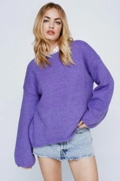 Oversized Crew Neck Sweater -Nasty Gal Sales Store Sales womens purple oversized crew neck sweater 3