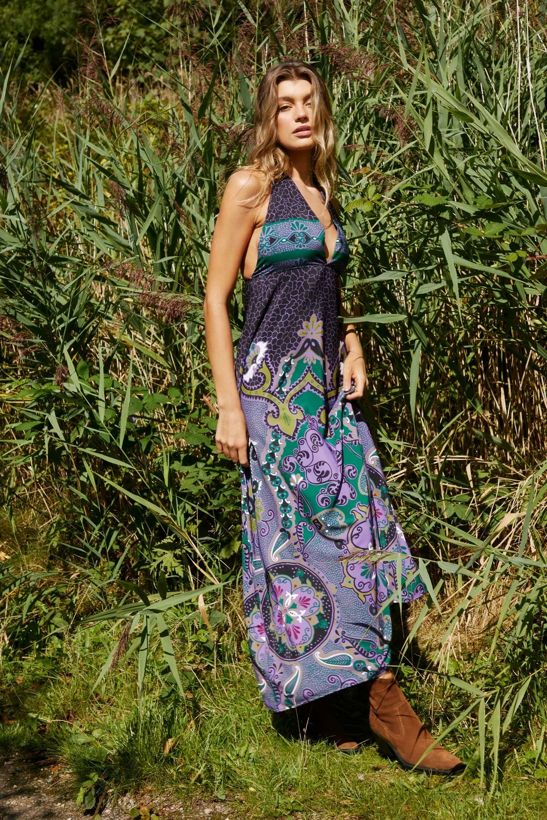 Paisley Print Halter Neck Maxi Dress 2 Paisley Print Halter Neck Maxi Dress - Image 2