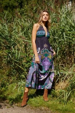 Paisley Print Halter Neck Maxi Dress 7 Paisley Print Halter Neck Maxi Dress -Nasty Gal Sales Store Sales womens purple paisley print halter neck maxi dress 3