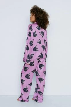 Alternative view of Panther Print Satin Long Pajama Set
