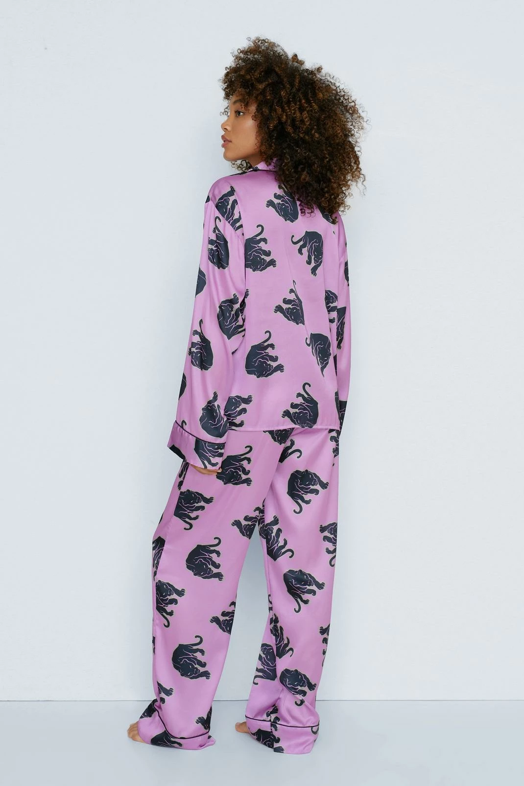 Panther Print Satin Long Pajama Set 2 Panther Print Satin Long Pajama Set - Image 2
