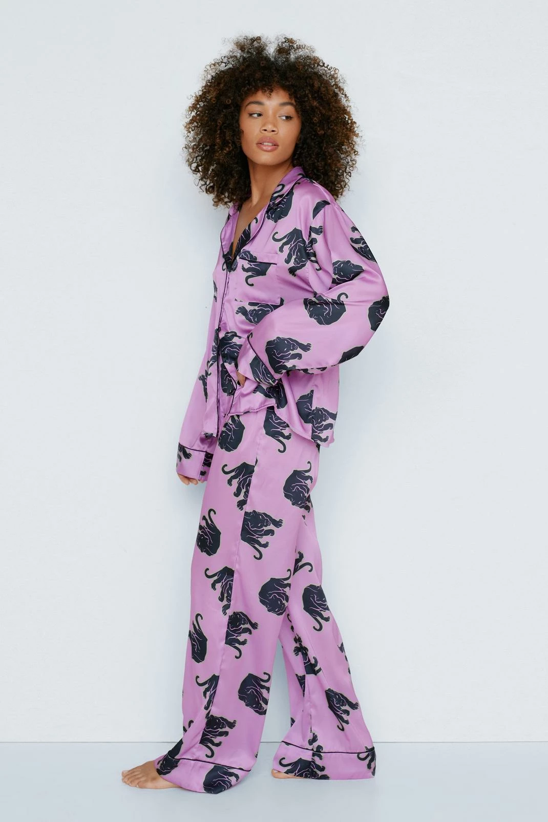 Panther Print Satin Long Pajama Set 3 Panther Print Satin Long Pajama Set - Image 3