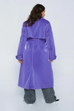 Plus Size High Shine Premium Belted Trench Coat 9 Plus Size High Shine Premium Belted Trench Coat -Nasty Gal Sales Store Sales womens purple plus size high shine premium belted trench coat 2