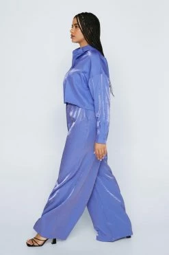 Plus Size Shimmer Wide Leg Pants
