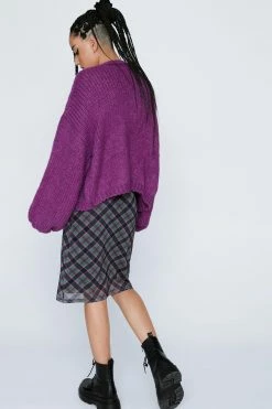 Premium Oversized Wool Cardigan -Nasty Gal Sales Store Sales womens purple premium oversized wool cardigan 2