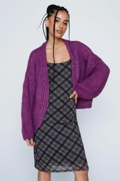 Premium Oversized Wool Cardigan -Nasty Gal Sales Store Sales womens purple premium oversized wool cardigan 3