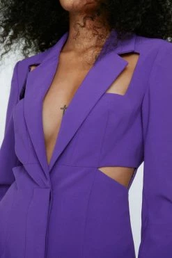 Premium Twill Cut Out Blazer Dress 9 Premium Twill Cut Out Blazer Dress -Nasty Gal Sales Store Sales womens purple premium twill cut out blazer dress 6