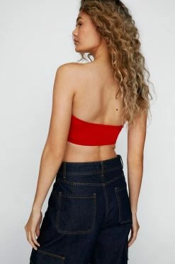 Bandeau Bralette Crop Top -Nasty Gal Sales Store Sales womens red bandeau bralette crop top 2