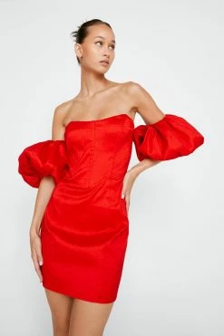 Bardot Taffeta Mini Dress 13 Bardot Taffeta Mini Dress -Nasty Gal Sales Store Sales womens red bardot taffeta mini dress 3