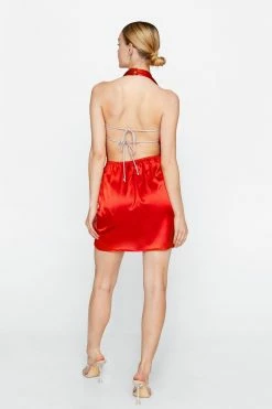 Cowl Halter Neck Mini Dress 6 Cowl Halter Neck Mini Dress -Nasty Gal Sales Store Sales womens red cowl halter neck mini dress 2