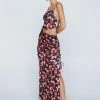 Petite Slinky Ruched Floral Print Maxi Dress