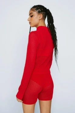 Premium Chenille Mesh Panelled Biker Shorts 9 Premium Chenille Mesh Panelled Biker Shorts -Nasty Gal Sales Store Sales womens red premium chenille mesh panelled biker shorts 2