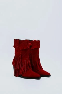 Premium Suede Tassel Ankle Western Boots
