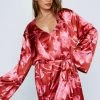 Satin Floral Print Reversible Robe