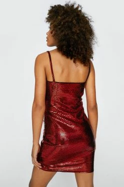 Sequin Strappy Bodycon Mini Dress 9 Sequin Strappy Bodycon Mini Dress -Nasty Gal Sales Store Sales womens red sequin strappy bodycon mini dress 1 6