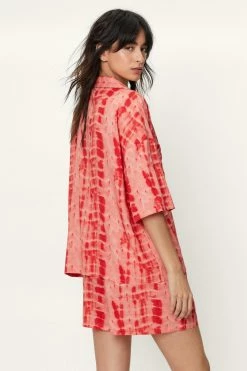 Tie Dye Short Sleeve Resort Shirt 6 Tie Dye Short Sleeve Resort Shirt -Nasty Gal Sales Store Sales womens red tie dye short sleeve resort shirt 2