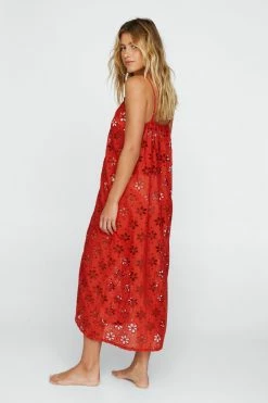 Broderie Button Down Cover Up Midi Dress -Nasty Gal Sales Store Sales womens rust broderie button down cover up midi dress 2