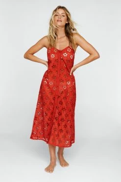 Broderie Button Down Cover Up Midi Dress