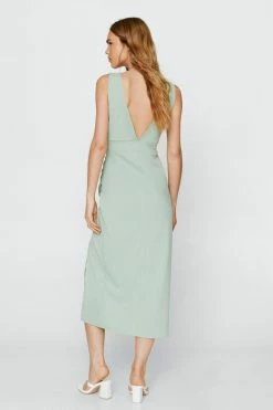 Ruched V Neck Midi Dress 12 Ruched V Neck Midi Dress -Nasty Gal Sales Store Sales womens sage ruched v neck midi dress 2