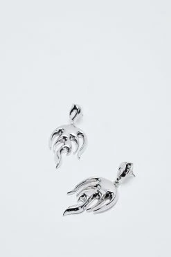 Abstract Flame Drop Earrings -Nasty Gal Sales Store Sales womens silver abstract flame drop earrings 2