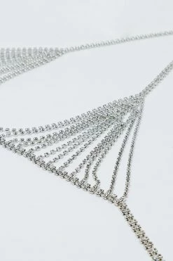 Diamante Embellished Choker And Bra 5 Diamante Embellished Choker And Bra -Nasty Gal Sales Store Sales womens silver diamante embellished choker and bra 1