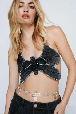 Diamante Heart Belly Chain Belt
