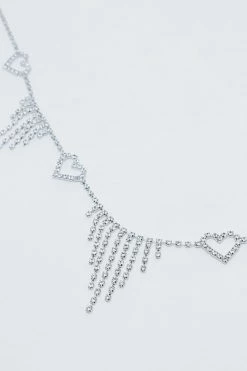 Diamante Heart Belly Chain Belt -Nasty Gal Sales Store Sales womens silver diamante heart belly chain belt 1 2