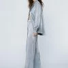 Metallic Plisse Wide Leg Pants
