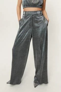 Alternative view of Metallic Plisse Wide Leg Pants