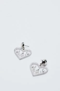 Pear Drop Heart Flame Earrings -Nasty Gal Sales Store Sales womens silver pear drop heart flame earrings 2